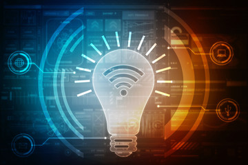 Poster - 2d illustration wifi sin with bulb

