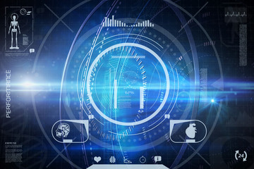 Poster - Fitness interface against futuristic black background with circles