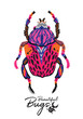 Print of decorative ornamental beetle. Fantasy vector illustration