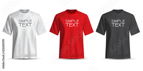 Fotomural Realistic T-shirt white red black on white background vector illustration