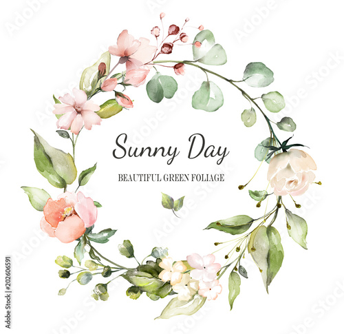 Card Watercolor Invitation Design With Pink Roses Bud Leaves