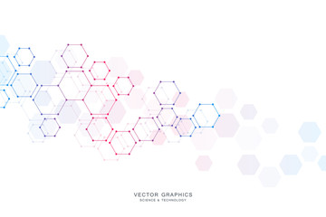 Medical background or science vector design. Molecular structure and chemical compounds. Geometric and polygonal abstract background