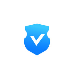 Poster - shield with checkmark, security icon on white