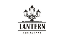 Lantern Post, Classic Street Lamp  Restaurant Vintage Logo Design Vector