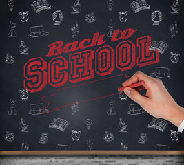 Leinwandbilder - Hand writing with a chalk against blackboard on wall