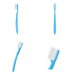 Sticker - Toothbrush icons set. Realistic illustration of 4 toothbrush vector icons for web