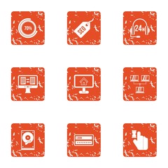 Poster - SEO calling icons set. Grunge set of 9 seo calling vector icons for web isolated on white background