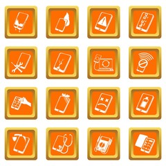 Wall Mural - Repair phones fix icons set vector orange square isolated on white background 