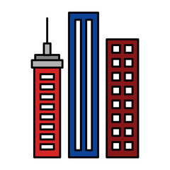 Sticker - buildings cityscape isolated icon vector illustration design