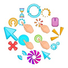 Poster - Click cursors icons set. Cartoon illustration of 16 Click cursors vector icons for web