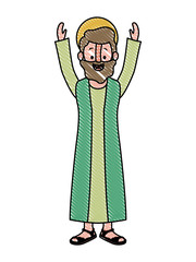 Canvas Print - apostle of Jesus with hands up character vector illustration design