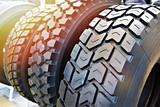Tread pattern on wheel tire truck in store