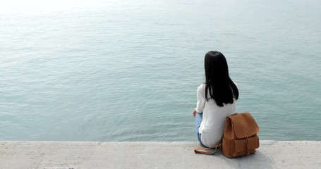 Sticker - Woman enjoy the view of the sea