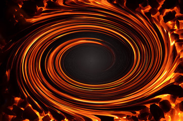 Poster - 
An abstract drawing consisting of swirling spirals of the color of fire.