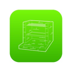 Poster - Stone barbecue icon green vector isolated on white background