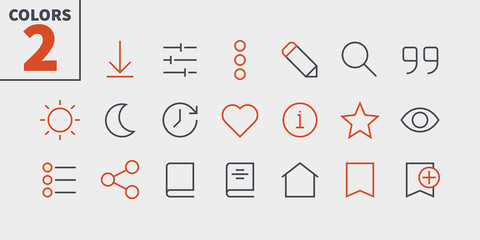 Fototapete - Reading View Outlined Pixel Perfect Well-crafted Vector Thin Line Icons 48x48 Ready for 24x24 Grid for Web Graphics and Apps with Editable Stroke. Simple Minimal Pictogram Part 1-3