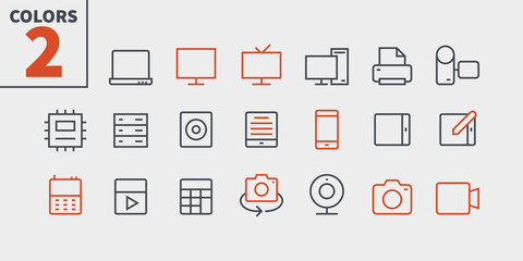 Poster - Devices UI Pixel Perfect Well-crafted Vector Thin Line Icons 48x48 Ready for 24x24 Grid for Web Graphics and Apps with Editable Stroke. Simple Minimal Pictogram Part 1-3