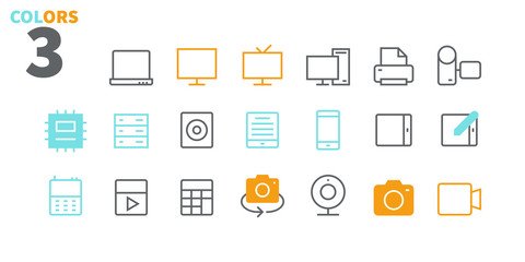 Poster - Devices UI Pixel Perfect Well-crafted Vector Thin Line Icons 48x48 Ready for 24x24 Grid for Web Graphics and Apps with Editable Stroke. Simple Minimal Pictogram Part 1-3