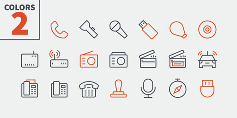 Poster - Devices UI Pixel Perfect Well-crafted Vector Thin Line Icons 48x48 Ready for 24x24 Grid for Web Graphics and Apps with Editable Stroke. Simple Minimal Pictogram Part 3-3