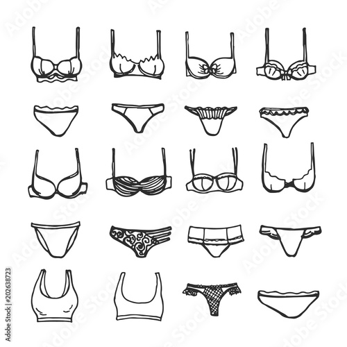 Sketch Of Women Lingerie Collection Hand Drawn Different Underpants And Bras Illustration Of Sexy Underwear Buy This Stock Vector And Explore Similar Vectors At Adobe Stock Adobe Stock,Side Profile Reference Drawing Female