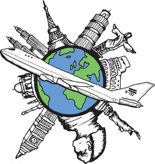 Poster - Aviation and travel doodles