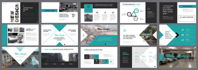 Black and green training or planning concept infographics set