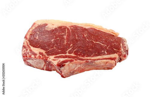 Fotomural Close up raw beef ribeye steak isolated on white