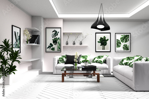Scandinavian Living Room Interior Room Modern Tropical Style
