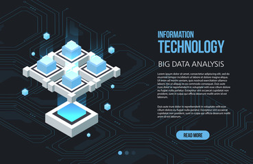 Aufkleber - concept of big data processing, isometric data center, vector information processing and storage. cr