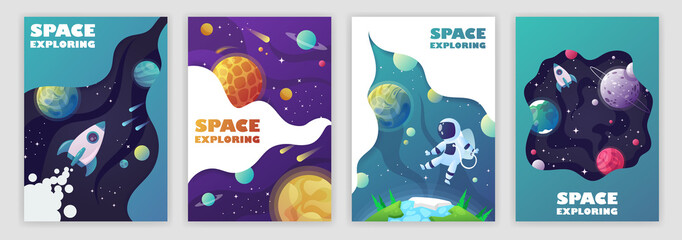 Wall Mural - set of banner templates. universe. space. space trip. design. vector illustration