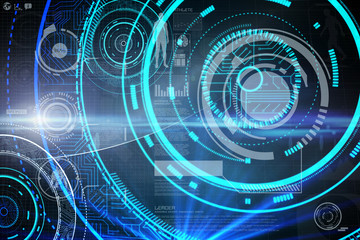 Poster - Fitness interface against futuristic technological background