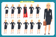 © Dmytro - Set of super Businesswoman character design with different poses. Illustration isolated vector on white in flat cartoon style.Blonde Women in office clothes. Business