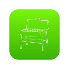 Poster - Metal barbecue icon green vector isolated on white background