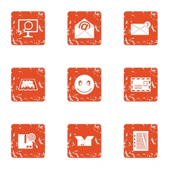 Poster - State mail icons set. Grunge set of 9 state mail vector icons for web isolated on white background