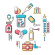 Drug medicine icons set. Cartoon illustration of 16 drug medicine icons set vector icons for web