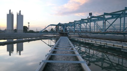 Wall Mural - Water Treatment Plant with Sunset