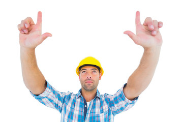 Poster - Manual worker forming hand frame