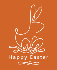 Poster - Easter bunny - outline illustration