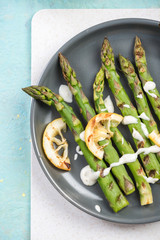 Wall Mural - Spring dish grilled asparagus from local market