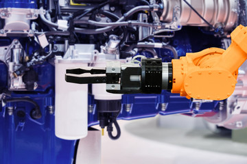 Aufkleber - Robot on the assembly of engines on the conveyor