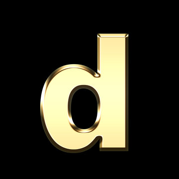 golden english letter d on black background - letters illustration