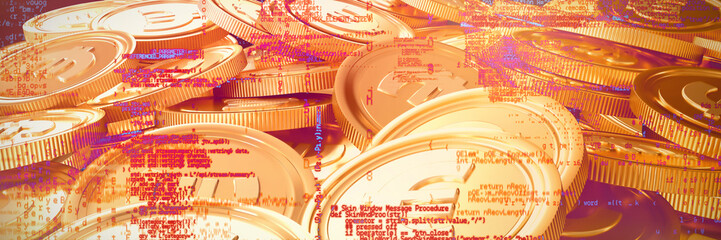 Poster - Blue data against bitcoins