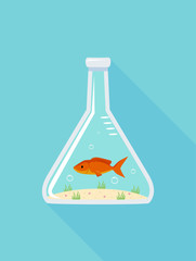 Canvas Print - Fish Erlenmeyer Flask Experiment Illustration