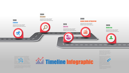 Business road map timeline infographic template with pointers designed for abstract background milestone modern diagram process technology digital marketing data presentation chart Vector illustration