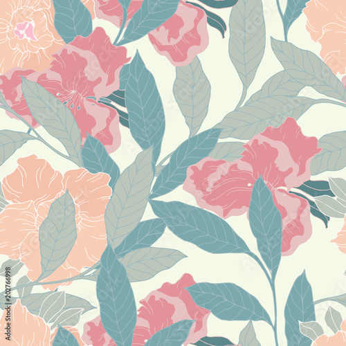 Obraz w ramie Abstract elegance seamless pattern with floral background.