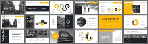 Fotografía Grey and yellow consulting or planning concept infographics set