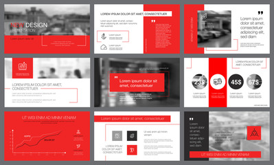 Sticker - Red and grey infographic elements with toned photos