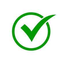 Green Check Mark Icon In A Circle. Check List Button Icon