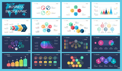 Sticker - Colorful planning or management concept infographic charts set