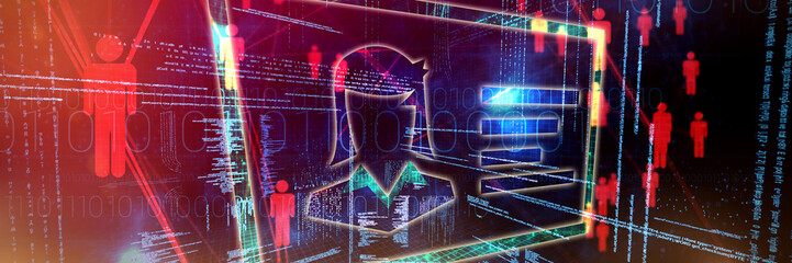 Poster - Card against composite image of illustration of virtual data